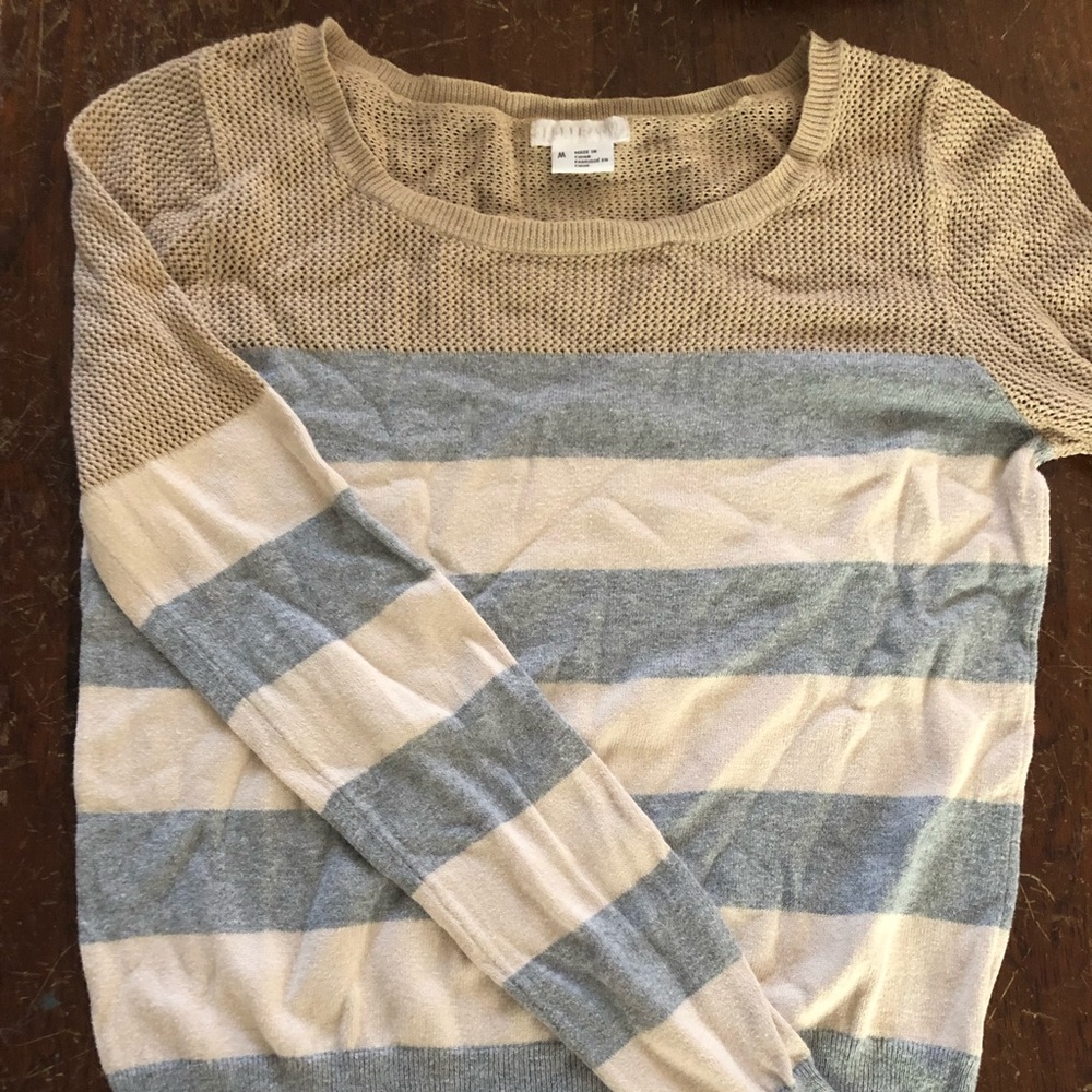 Tan, Gray, and Beige Net Striped Sweater Size M